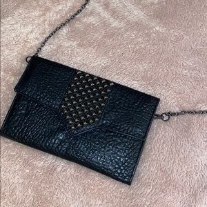 Street Level Black Studded Clutch/Crossbody